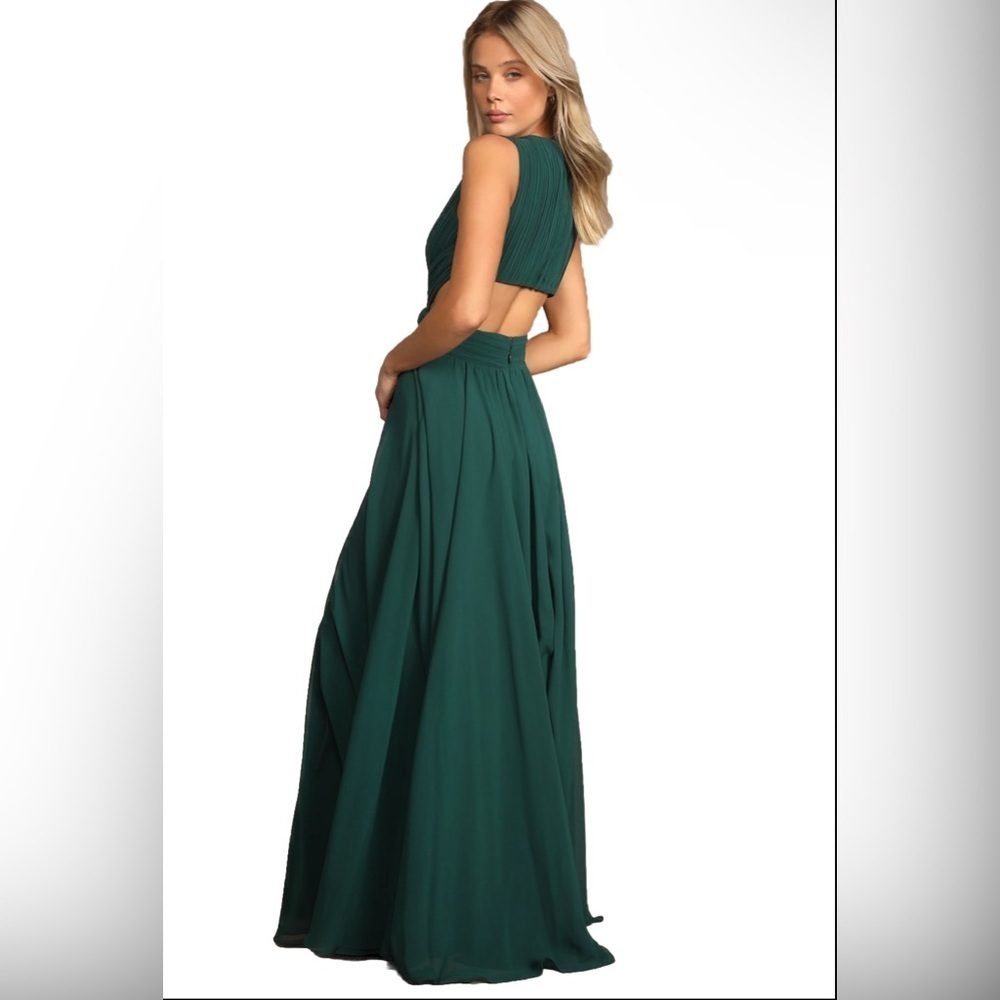Lulus Vivid Imagination Emerald Green Cutout Maxi Dress M L & XL